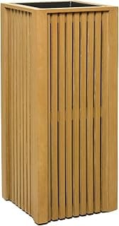 VIVANNO Blumenkübel Pflanzkübel Säule Holz Block auf Rollen Braun 75x32x32 cm - Super Angebot