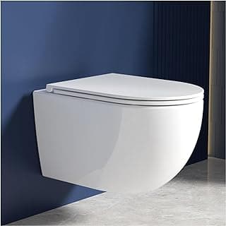 Rainsworth Hänge WC Spülrandlos Einloch Spülung Toilette, Weiß 48.5cm lang | WC-Sitz mit Absenkautomatik, Wassersparend, Hochwertige Keramik, leicht zu reinigen, einfache Montage - Günstig online kaufen