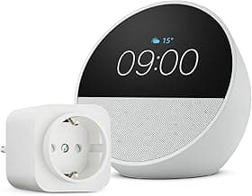 Echo Spot | Weiß + Amazon Basics EU-Smart Plug, Funktionert mit Alexa - Smart Home-Einsteigerpaket - Jetzt günstig kaufen