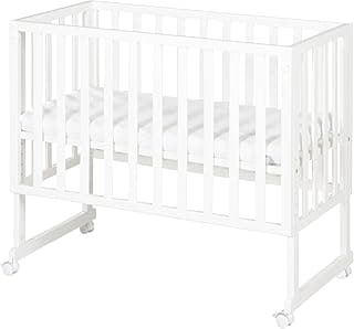 roba Stuben- und Beistellbett safe asleep® 3 in 1-45 x 90 cm - Höhenverstellbar - Komplettes Anstellbett mit Matratze + Canvas Barriere - Bett Set für Babys - Holz weiß - Günstig online kaufen