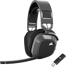 CORSAIR HS80 MAX WIRELESS Multiplattform-Gaming-Headset Mit Bluetooth – Dolby Atmos – Omnidirektionales Mikrofon – iCUE-Kompatibel – PC, Mac, PS5, PS4, Switch, Mobil – Stahlgrau - Details ansehen