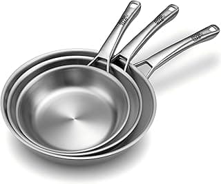SNOWCLAD 2026 Neues Modell Edelstahlpfanne Set 3-teilig 20+24+28cm, Edelstahlpfanne unbeschichtet, Pfanne Induktion, Universalpfanne, Alle Herdarten Geeignet, Ofen- und Spülmaschinenfest, PFOA-freie - Jetzt günstig kaufen