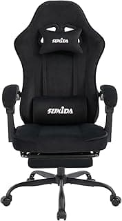 SUKIDA Gaming Stuhl Stoff, Ergonomischer Gaming Chair mit Fußstütze, Verstellbarer Racing Computerstuhl mit Lordosenstütze, Schwarz Ergonomisch PC-Stuhl - Amazon Angebot