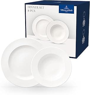 Villeroy & Boch - For Me Dinner Set 8 teilig Weiß, Spülmaschinenfest, Mikrowellensicher, mit Speisetellern und Suppentellern, Geschirr, Geschirrset, Teller Set, Service, Premium Porzellan - Amazon Angebot