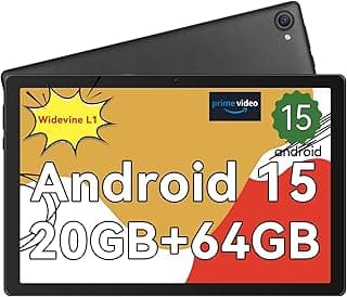 Whitedeer Android Tablet 10 Zoll - Android 15 Octa Core Gaming Tablet mit 20GB+64GB+1TB TF, Tablet PC mit OTG-Übertragung und Wi-Fi 6G, Widevine L1,5000mAh - Schwarz - Produktbild