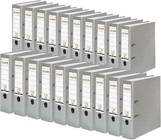 Original Falken 20er Pack PP-Color Kunststoff-Ordner. Made in Germany. 8 cm breit DIN A4 grau Ringordner Vegan Aktenordner Briefordner Büroordner Plastikordner Schlitzordner | Made in Germany Kunststoffbezug außen Papierbezug innen Vegan - Amazon Angebot