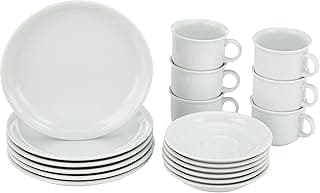 Thomas Trend Kaffeeservice – 18 teilig für 6 Personen, Kaffeeset aus Porzellan, Kaffeetassen Set mit Untertasse, Weiß - Produktbild