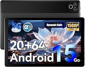 Tablet 10 Zoll Android 15 Tablet 20GB RAM (4+16) 64GB ROM + 1TB TF, IPS Display 800×1280, Octa-Core, Dual Kamera, 5000mAh Akku, WiFi6+Bluetooth 5.4, Type-C, Schwarz - Details ansehen