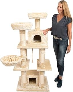 JAMAXX Premium Katzen Kratzbaum XXL H160cm, extra-stabil Dicke Stämme, super weiches Plüsch PCT6002 beige - Jetzt günstig kaufen