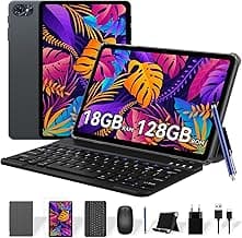 Tablet mit Tastatur und Stift - 18GB RAM+128GB ROM (2TB TF), Android 15 Tablet 10 Zoll, 6000mAh, 5MP+2MP, Gemini AI, 5G WiFi, GPS(4 Jahre Garantie) - Details ansehen