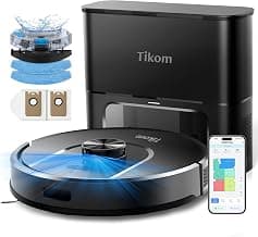Tikom L8000 Plus Saugroboter mit Wischfunktion Absaugstation mit 6000Pa | 90-Tage Freihändig, Mapping, WLAN, App Steuerung, LiDAR-Navigation,Ideal für Tierhaare und Teppich, Hartboden, Schwarz - Top Deal