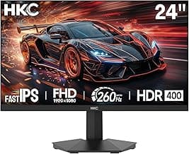 HKC G24H3D 24 Zoll Gaming Monitor, 240Hz (bis zu 260Hz), Full HD Bildschirm, HDR400, 1ms (MPRT), Fast IPS, 90% DCI-P3, VESA 100×100, HDMI 2.0 & DisplayPort 1.4, Low Blue Light,Schwarz - Produktbild
