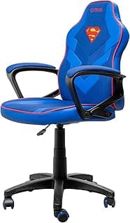 GXTrust 703SM Revvo Superman Lizenziert Gaming Stuhl für Kinder 4-12 Jahren, Gepolsterte Armlehne, Gasfeder Klasse 3, Stoffpolsterung, Höhenverstellbarer Schreibtischstuhl Kinder, Blau - Produktbild