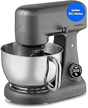 MEDION Küchenmaschine (Fleischwolf, 4,6 Liter Edelstahlschüssel, leiser Gleichstrommotor, 800 Watt, Reiben Raspeln Schneiden, Digitales Sensor Touch Display, Knetmaschine, Teigmaschine, MD12600) titan - Top Deal