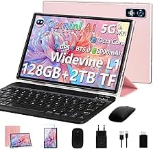 2026 Neueste Tablet 10 Zoll Android Tablet,22GB RAM+128GB ROM/1TB TF, Octa-Core, 2.0GHz,5G+2.4G WiFi, BT 5.0, 8000mAh, Widevine L1,8+5MP, AGPS, 2 in 1 Tablet PC Mit Tastatur und Maus-Roségold - Produktbild