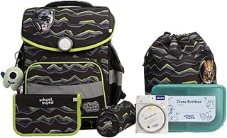 SCHOOL-MOOD Timeless Pro Schulranzenset 7-teilig 23,5L Stauraum, ergonomisches Easy Fit System für 1 m bis 1,50 m Körpergröße, standfest, wasserdichter Stoff mit Reflektoren (Finn Panther) - Produktbild