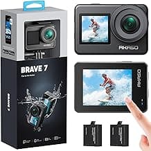 AKASO Action Cam 4K 20MP WiFi Unterwasserkamera IPX8 Wasserdicht Action Kamera EIS 2.0 mit Touchscreen, Zoom, Sprachsteuerung und 2x1350mAh Akkus Kit-Brave 7 - Details ansehen