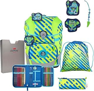 DerDieDas ErgoFlex Tiny Exklusiv Neon Schulranzenset 5-teilig Monster - Super Angebot