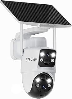 Überwachungskamera Aussen Solar, 4MP/2.4GHz WLAN Kamera Outdoor mit Dual Objektiv, Dual Bewegungsmelder, Farb-Nachtsicht, Multifunktionales Solarmodul, 2-Wege-Audio, 10000mAh Akku - Details ansehen