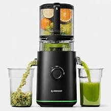 AMZCHEF Entsafter Slow Juicer 600W, 160 mm Einfüllschacht für Ganze Früchte und Gemüse, 2,5L Kaltpresse Saftpresse für frische Säfte, Sorbet & Nussmilch, Hohe Saftausbeute, Leise, Matt Schwarz - Stark reduziert