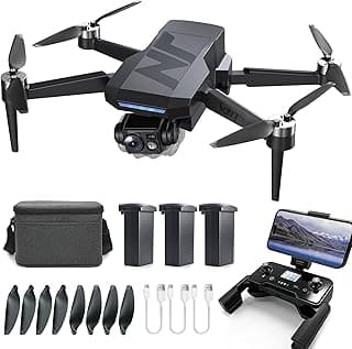 3‑Achsen‑Gimbal GPS Drohne mit Kamera 4K, 90 Min Flugzeit (3 Akkus), 1000 m Steuerungsreichweite, Auto Return, Auto Follow, bürstenloser Motor, 5G FPV Quadcopter für Einsteiger (unter 249g) - Super Angebot