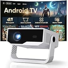 Smart Mini Beamer Android 14 mit 20000 Lumen & WiFi 6 Bluetooth, Beamer 4k Heimkino Auto-Trapezkorrektur & Fokus, 270° Drehbarer Standfuß, Full HD 1080P Projektor für Outdoor & Integrierte Apps - Amazon Angebot