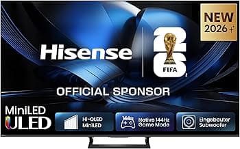 Hisense 85U7DSE Fernseher 85 Zoll, 4K UHD, Hi-QLED Mini LED, Smart TV, 144Hz, Hi-View AI Engine, IMAX Enhanced, AI Lichtsensor, Dolby Vision.Atmos, Tuned by DeVialet, FreeSync Premium Pro [2026] - Super Angebot