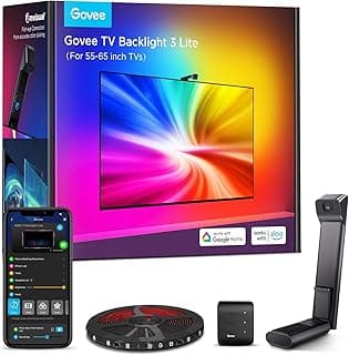 Govee TV Hintergrundbeleuchtung 3 Lite mit Fish-Eye Korrektur Funktion, Sync für 55-65 Zoll TVs, 3,6M RGBICW WiFi TV LED Strip mit Kamera, 4 Farben in 1 Lampenperle, Sprach- & APP-Steuerung - Günstig online kaufen