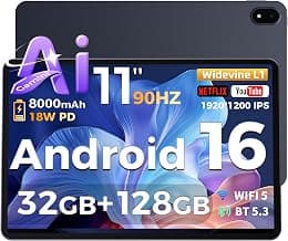 2026 Tablet 11 Zoll Android 16 Tablets, 32GB RAM+128GB ROM/1TB TF, 8000mAh Tablet Octa-Core 1920 * 1200 IPS, 5+13MP/Widevine L1/18W Schnellladung - Jetzt günstig kaufen