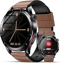 2026 Neu Smartwatch Herren mit EKG/HRV/ΒΙυτｚυcker/BMI/Harnsäure, 1,43 AMOLED Gesundheitsuhr mit 24H ΒΙυtdrυck SpO2 Apnoe Schlafmonitor SOS-Notruf Fitnessuhr Android/iOS (Braunes Leder) - Günstig online kaufen