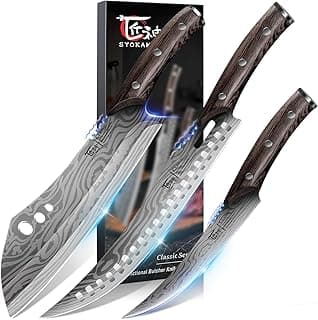 Fleischermesser Set, 3-teilig, Küchenmesser zum Schneiden von Fleisch, Hackmesser, Ausbeinmesser & Zerlegemesser, Japanischer Stil aus Hochkohlenstoffstahl, Zum Hacken, Schneiden, Ausbeinen - Produktbild