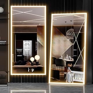 Spiegel in voller Länge mit LED-Lichtern, freistehender Bodenspiegel, Wandspiegel, Farbe dimmbar und Helligkeitseinstellung für Schlafzimmer, LED, Weiß mit Ständer, 180 x 80 cm - Günstig online kaufen