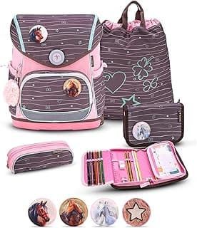 Belmil Premium Compact Plus ergonomisches Schulranzen Set 5 - teilig, AGR, Brustgurt, Hüftgurt, Magnetverschluss (405-41/P/S) - Top Deal