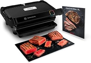 Tefal OptiGrill Elite XL Kontaktgrill, automatische Garzeitanpassung, perfekte Ergebnisse, 16 Programme, digitales Display mit Garstufenanzeige, abnehmbare XL-Platten, Elektrogrill, schwarz, GC760812 - Produktbild