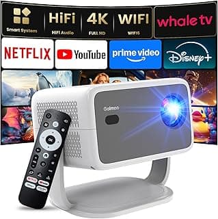 4K Beamer [Stereo-Lautsprecher/Autofokus/360° Drehbarer Stand] Video Beamer mit WiFi und Bluetooth 1080P Nativ, One-Click Use YouTube/D+, Smart Home Outdoor Projektor - Produktbild
