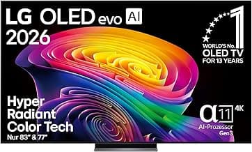 LG OLED65C6ELB TV 65 Zoll (165 cm) 4K OLED evo AI TV (α11 Gen3 4K AI Prozessor, webOS 26, 120Hz (VRR bis zu 165Hz)) [Modelljahr 2026] [Energieklasse F] - Stark reduziert