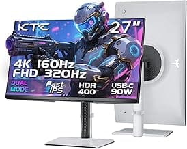 KTC 27 Zoll 4K Gaming Monitor, Dual Mode 4K 160Hz / FHD 320Hz, Fast IPS, 1ms GTG, HDR400, Adaptive Sync, 125% sRGB, 97% DCI-P3, ΔE<2, USB-C 90W, KVM, Höhenverstellbar, Weiß - Top Deal