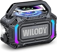 Wilody Bluetooth Lautsprecher Groß,100W Outdoor Tragbarer Lautsprecher with Bass,Musikbox Soundbox Bluetooth IPX7 Wasserdicht & Schwimmt,Drahtloses Laden,20h Akku,LED-Licht,Type-C,BT,Schwarz - Günstig online kaufen