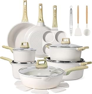 GiPP 22-teiliges Keramik-Kochgeschirr-Set, Antihaftbeschichtet, Spülmaschinenfest, PFAS-frei, Weiß - Amazon Angebot