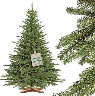 FAIRYTREES Weihnachtsbaum künstlich 150cm BAYERISCHE Tanne Premium | Made in EU | Christbaum Holzständer | Tannenbaum künstlich mit Naturgetreue Spritzguss Elemente - Top Deal