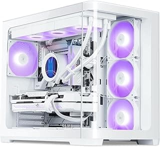 SAMA V60 Mid Tower PC-Gehäuse, Geschwungene Glasfront, 7×120mm ARGB PWM Lüfter, USB Type-C, Hochdurchsatz ATX PC-Gehäuse für Gaming-PC, Back-Connect Ready, 360mm AIO Unterstützung – Weiß - Details ansehen