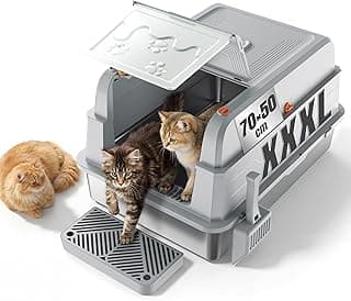 Devoko Katzenklo Edelstahl, XXXL Katzenklo Edelstahl mit Deckel, 3-in-1 geschlossene Katzentoilette mit Geruchsneutralisator-Pack und Streuschaufel, geeignet für große Katzen bis 20 kg. - Amazon Angebot