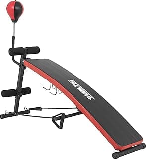 GORILLA SPORTS® Sit Up Bank mit Punchingball, 7-fach verstellbar, klappbar | Bis 200 kg, mit Trainingsseilen und gepolsterter Beinfixierung; Bauchtrainer, Trainingsbank, Rückentrainer - Jetzt günstig kaufen