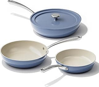 Redchef Pfannenset Keramik Aluminium Bratpfannen, Antihaft Keramik-beschichtet Pfannen Induktion 20/24/28 cm für alle Herdarten, PTFE-frei PFAS-frei PFOA-frei, Backofenfest (Blau) - Produktbild
