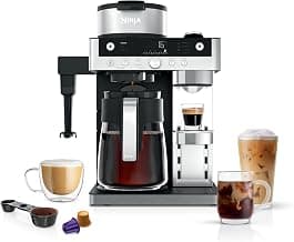 Ninja Prestige 2-in-1 Filterkaffee- und Kapselmaschine mit integriertem Milchaufschäumer, für Latte, Eiskaffee und Flat White, Schwarz - Amazon Angebot