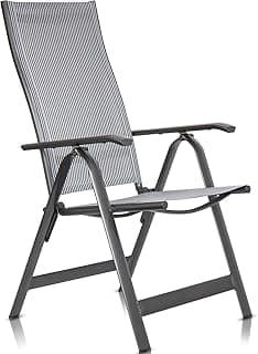 Rubberneck Alu-Klappstuhl, Made in Germany, 10-Fach verstellbar, bis 130 kg | Pulverbeschichtetes Aluminium, 10-fach verstellbare Rückenlehne, UV-beständig, 5,6 kg, Packmaß 19x61,5x94 cm, Made in Germany - Top Deal
