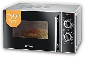 SEVERIN 2-in-1 Mikrowelle mit Grill 700 W, Grillofen mit 9 Automatikprogrammen, Mikrowelle mit Grillrost und Drehteller, silber-schwarz, MW 7771 - Günstig online kaufen
