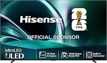 Hisense 85U7Q Fernseher 85 Zoll, 4K Mini LED ULED, Smart TV, Hi-View AI Engine, 144Hz Game Mode Pro, FreeSync Premium, Built in Subwoofer, Dolby Vision IQ Atmos, Airplay, Sprachsteuerung[2025] - Produktbild