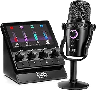 Hercules Stream Starter Kit – Stream 100 Gaming-Audio-Controller für Windows PC + HUD-600 USB/XLR-Mikrofon + Voicemod Pro (3 Monate) - Produktbild