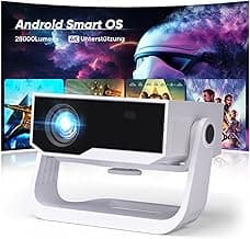 2026 Neuer Smart Beamer 4K Unterstützung, Android 11, Full HD 1080P, 28000 Lumens, WiFi 6 & BT 5.2, 120° Verstellbarer Ständer, Elektrischer Fokus, Trapezkorrektur, Heimkino Beamer für Switch/PS5 - Stark reduziert